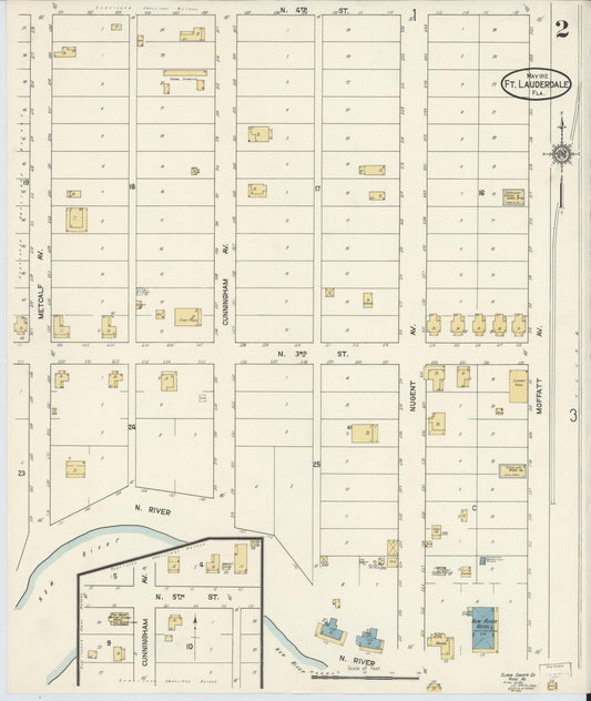 Sanborn Fire Insurance Map from Fort Lauderdale, Broward County, Florida (1912), Sheet #0002 - Historic Sanborn Fire Insurance Map Print, vintage old map wall art, antique decor, genealogy gift, Florida Florida map
