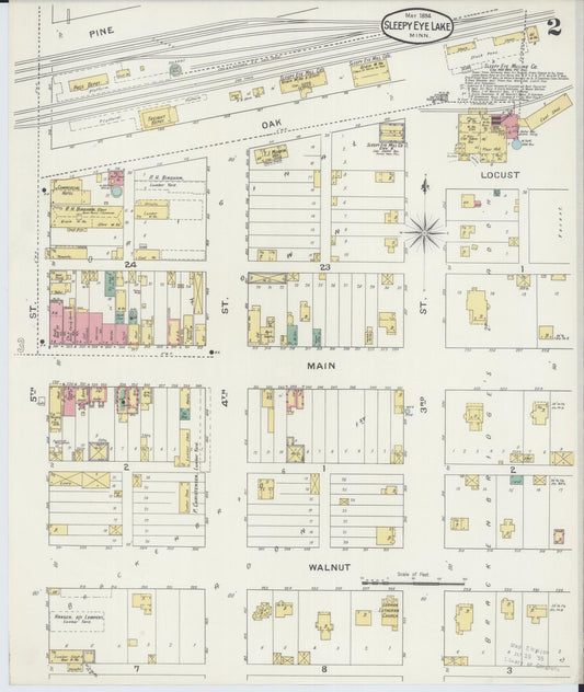 Sanborn Fire Insurance Map from Sleepy Eye, Brown County, Minnesota (1894), Sheet #0002 - Historic Sanborn Fire Insurance Map Print, vintage old map wall art, antique decor, genealogy gift, Minnesota Minnesota map