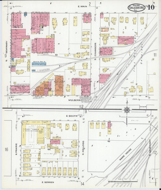 Sanborn Fire Insurance Map from Galesburg, Knox County, Illinois (1918), Sheet #0010 - Historic Sanborn Fire Insurance Map Print, vintage old map wall art, antique decor, genealogy gift, Illinois Illinois map