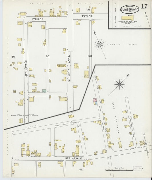 Sanborn Fire Insurance Map from Cumberland, Allegany County, Maryland (1892), Sheet #0017 - Historic Sanborn Fire Insurance Map Print, vintage old map wall art