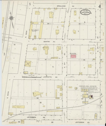 Sanborn Fire Insurance Map from Checotah, McIntosch County, Oklahoma (1914), Sheet #0004 - Complete Map Set gallery image, historic Sanborn map, vintage wall art, Oklahoma Oklahoma