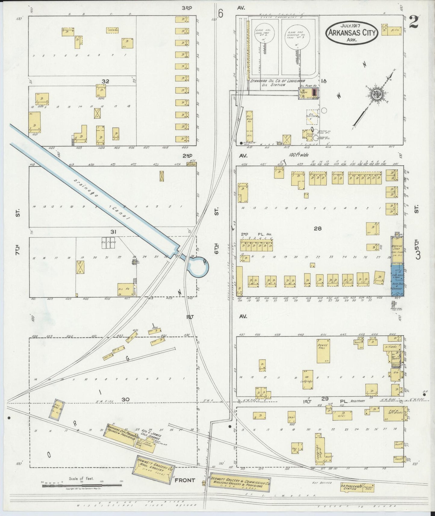 Sanborn Fire Insurance Map from Arkansas City, Desha County, Arkansas (1917), Sheet #0002 - Complete Map Set gallery image, historic Sanborn map, vintage wall art, Arkansas Arkansas