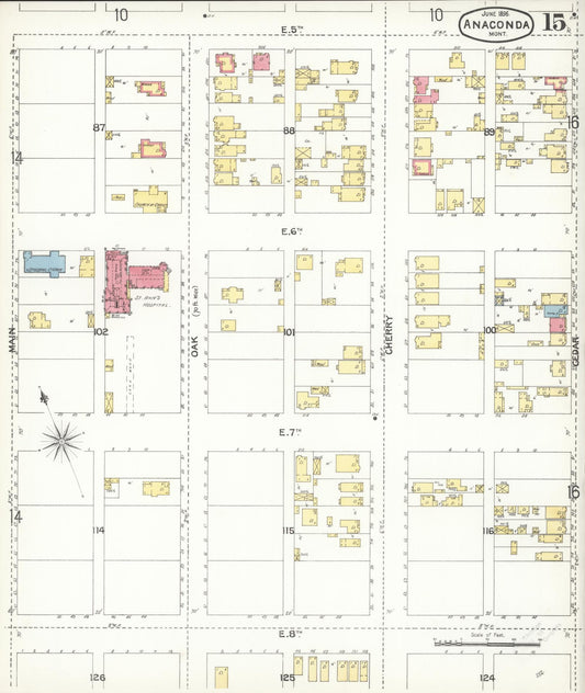 Sanborn Fire Insurance Map from Anaconda, Deer Lodge County, Montana (1896), Sheet #0015 - Historic Sanborn Fire Insurance Map Print, vintage old map wall art, antique decor, genealogy gift, Montana Montana map