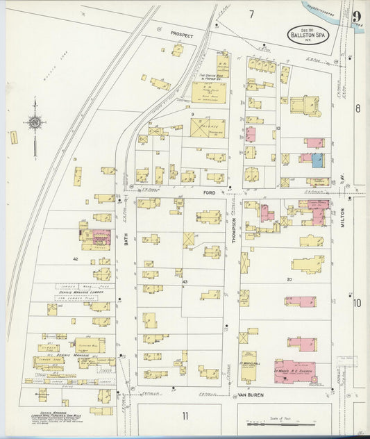 Sanborn Fire Insurance Map from Ballston Spa, Saratoga County, New York (1911), Sheet #0009 - Historic Sanborn Fire Insurance Map Print, vintage old map wall art, antique decor, genealogy gift, New York New York map