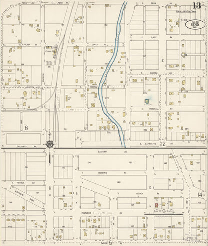 Sanborn Fire Insurance Map from Bend, Deschutes County, Oregon (1920), Sheet #0013 - Complete Map Set gallery image, historic Sanborn map, vintage wall art, Oregon Oregon