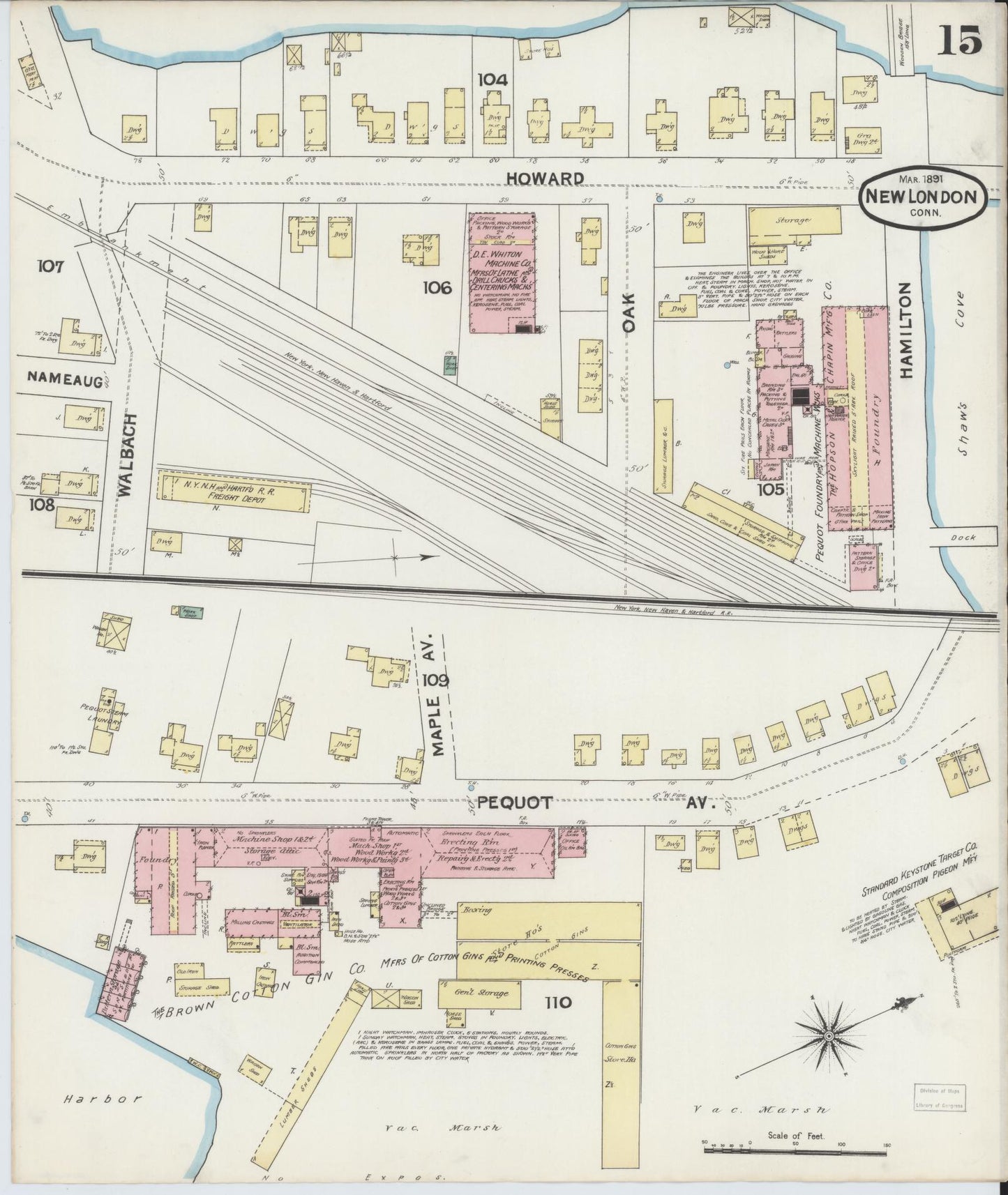 Sanborn Fire Insurance Map from New London, New London County, Connecticut (1891), Sheet #0015 - Complete Map Set gallery image, historic Sanborn map, vintage wall art, Connecticut Connecticut