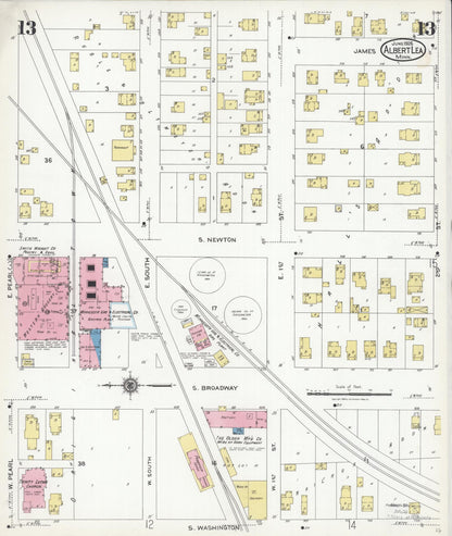 Sanborn Fire Insurance Map from Albert Lea, Freeborn County, Minnesota (1926), Sheet #0013 - Complete Map Set gallery image, historic Sanborn map, vintage wall art, Minnesota Minnesota