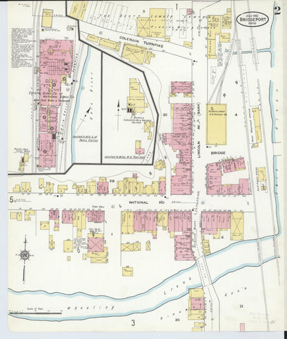 Sanborn Fire Insurance Map from Bridgeport, Belmont County, Ohio (1910), Sheet #0002 - Historic Sanborn Fire Insurance Map Print, vintage old map wall art, antique decor, genealogy gift, Ohio Ohio map
