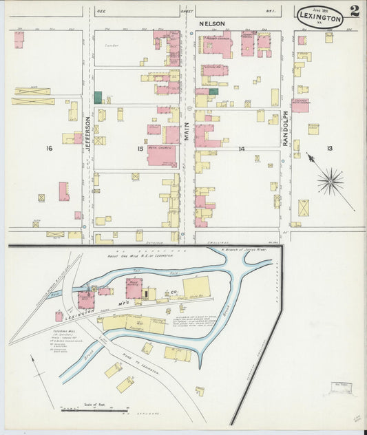 Sanborn Fire Insurance Map from Lexington, Independent Cities, Virginia (1891), Sheet #0002 - Historic Sanborn Fire Insurance Map Print, vintage old map wall art, antique decor, genealogy gift, Virginia Virginia map