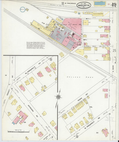 Sanborn Fire Insurance Map from Washington, Washington County, Pennsylvania (1909), Sheet #0019 - Complete Map Set gallery image, historic Sanborn map, vintage wall art, Sanborn Fire Insurance Map from Washington Washington
