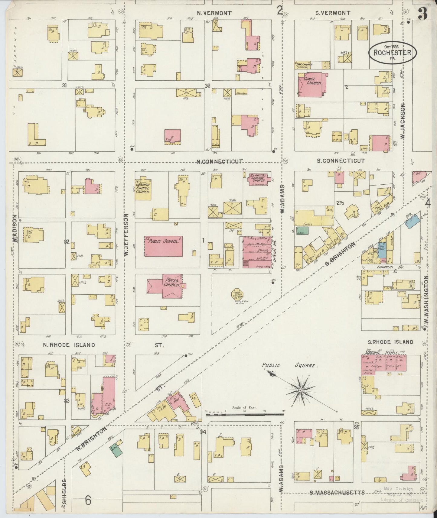 Sanborn Fire Insurance Map from Rochester, Beaver County, Pennsylvania (1898), Sheet #0003 - Complete Map Set gallery image, historic Sanborn map, vintage wall art, Pennsylvania Pennsylvania