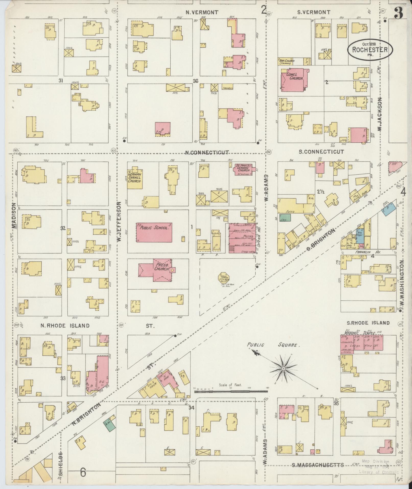 Sanborn Fire Insurance Map from Rochester, Beaver County, Pennsylvania (1898), Sheet #0003 - Complete Map Set gallery image, historic Sanborn map, vintage wall art, Pennsylvania Pennsylvania
