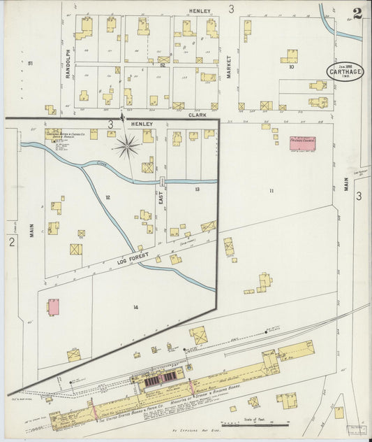 Sanborn Fire Insurance Map from Carthage, Rush County, Indiana (1898), Sheet #0002 - Historic Sanborn Fire Insurance Map Print, vintage old map wall art, antique decor, genealogy gift, Indiana Indiana map