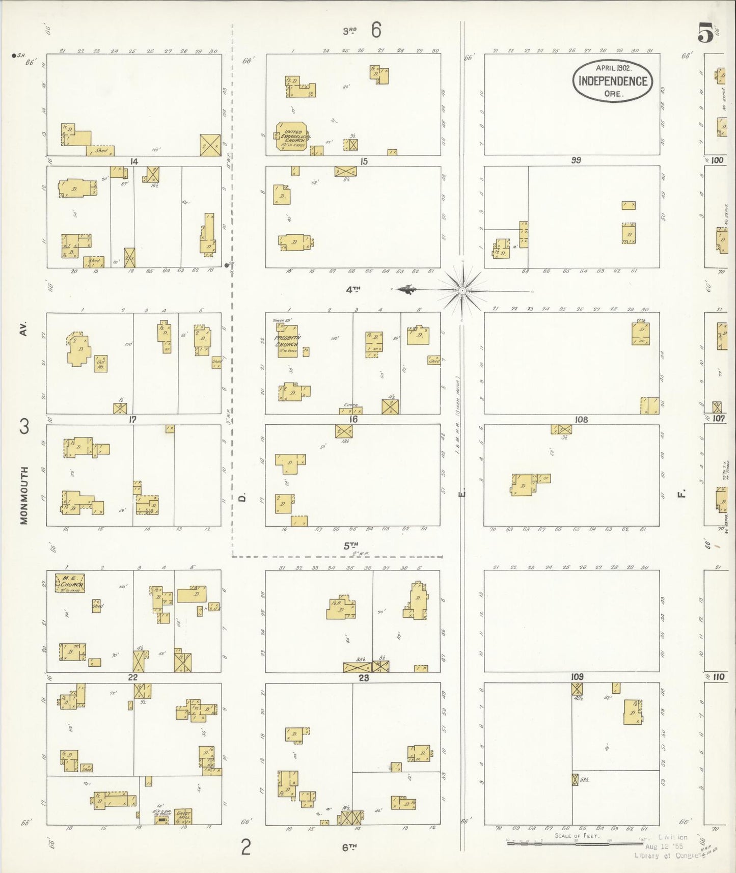Sanborn Fire Insurance Map from Independence, Polk County, Oregon (1902), Sheet #0005 - Complete Map Set gallery image, historic Sanborn map, vintage wall art, Oregon Oregon