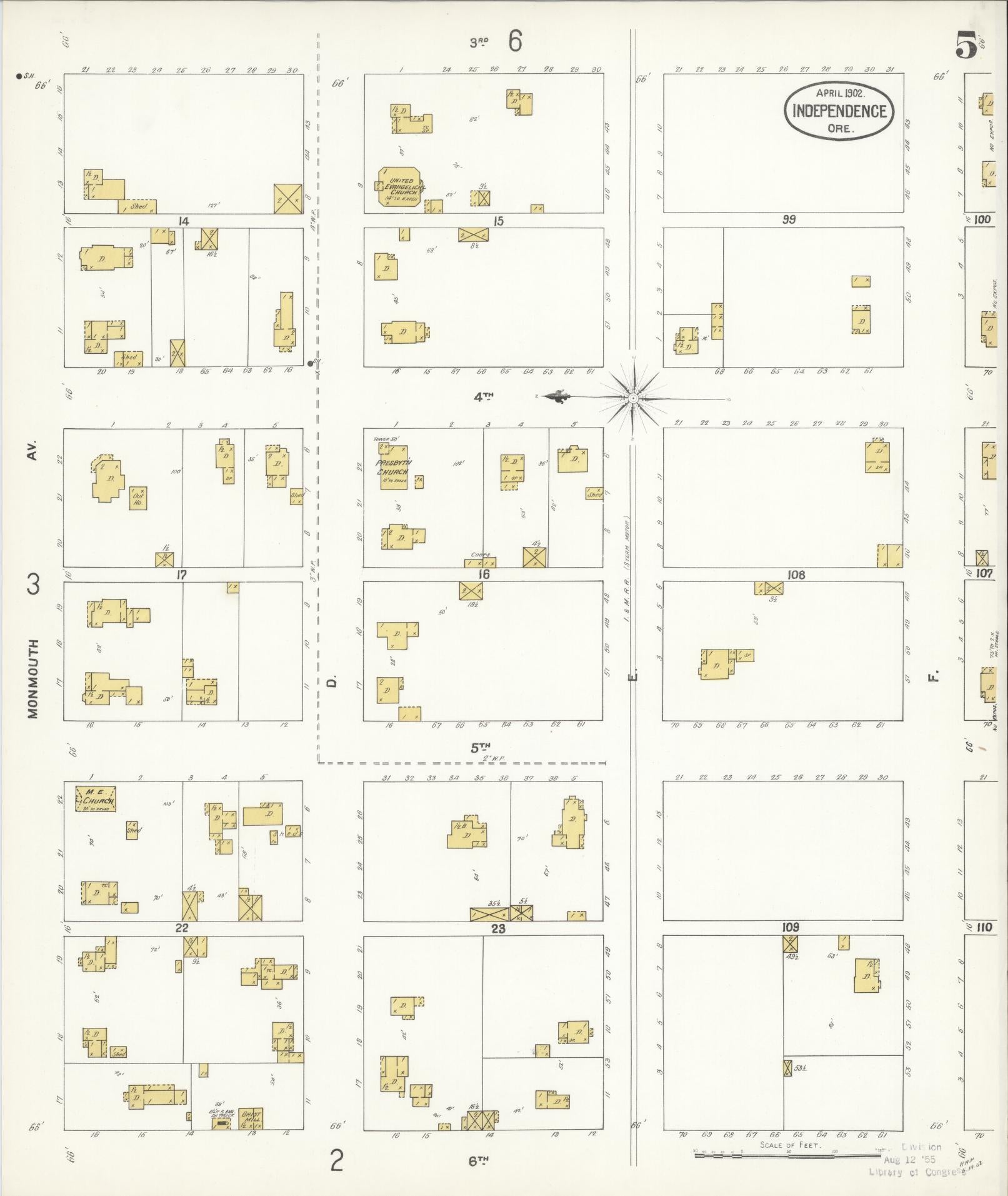 Sanborn Fire Insurance Map from Independence, Polk County, Oregon (1902), Sheet #0005 - Complete Map Set gallery image, historic Sanborn map, vintage wall art, Oregon Oregon