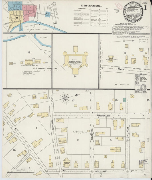 Sanborn Fire Insurance Map from Vineyard Haven, Dukes County, Massachusetts (1892), Sheet #0001 - Historic Sanborn Fire Insurance Map Print, vintage old map wall art, antique decor, genealogy gift, Massachusetts Massachusetts map