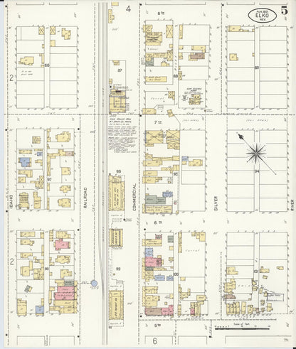 Sanborn Fire Insurance Map from Elko, Elko County, Nevada (1907), Sheet #0005 - Complete Map Set gallery image, historic Sanborn map, vintage wall art, Nevada Nevada
