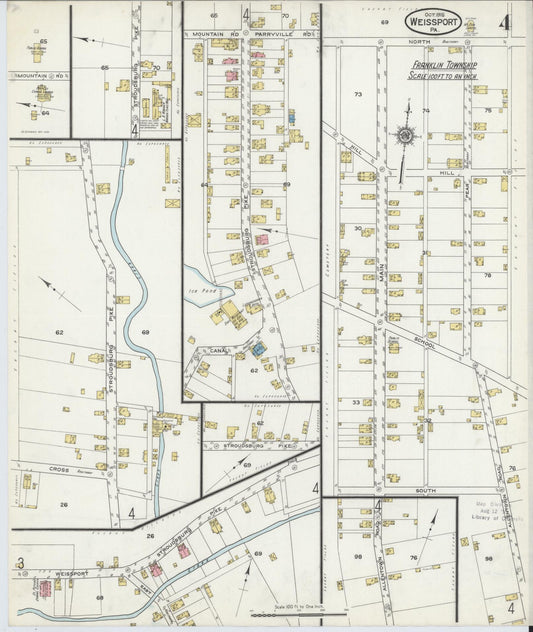 Sanborn Fire Insurance Map from Weissport, Carbon County, Pennsylvania (1915), Sheet #0004 - Historic Sanborn Fire Insurance Map Print, vintage old map wall art, antique decor, genealogy gift, Pennsylvania Pennsylvania map