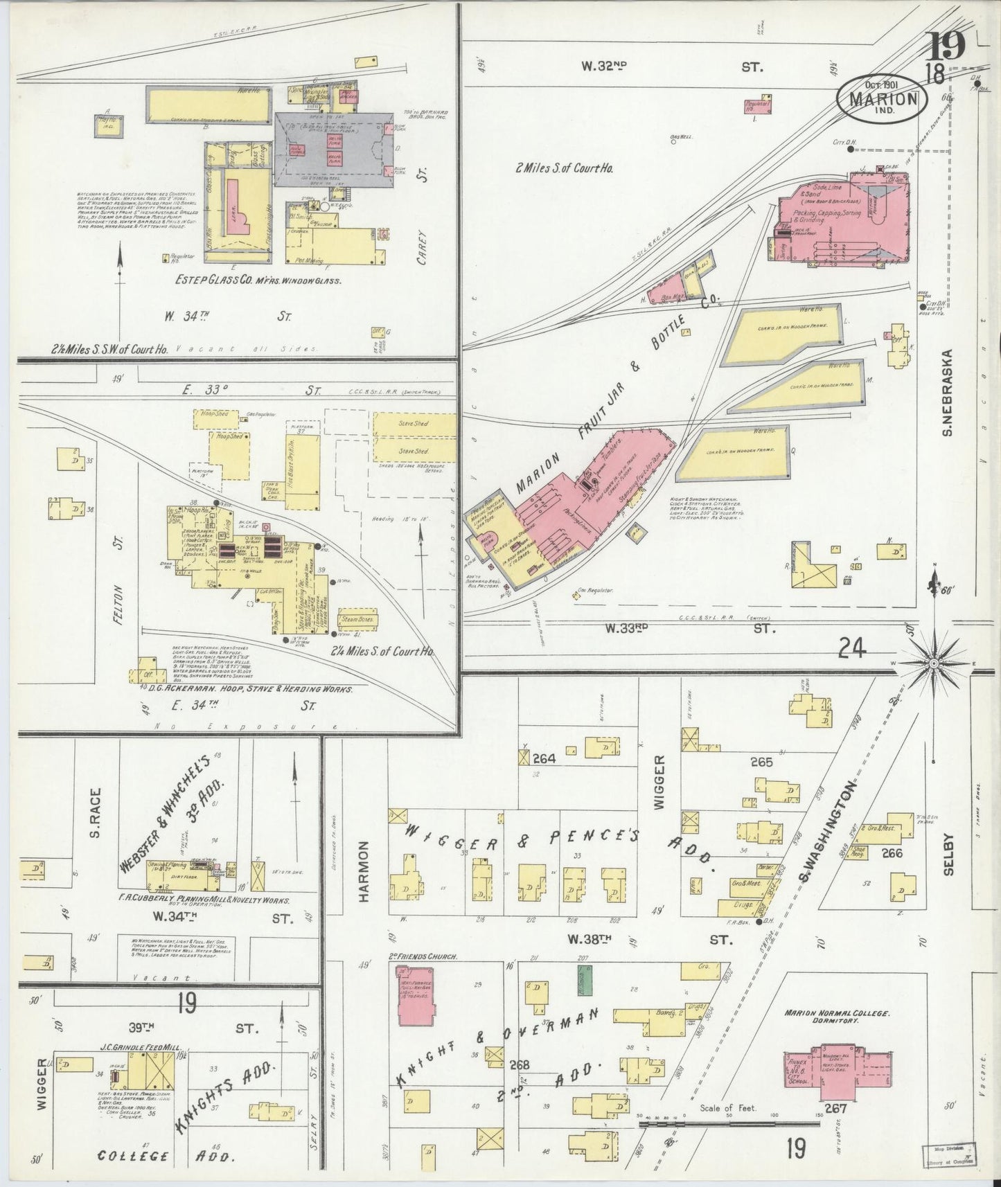 Sanborn Fire Insurance Map from Marion, Grant County, Indiana (1901), Sheet #0019 - Complete Map Set gallery image, historic Sanborn map, vintage wall art, Indiana Indiana