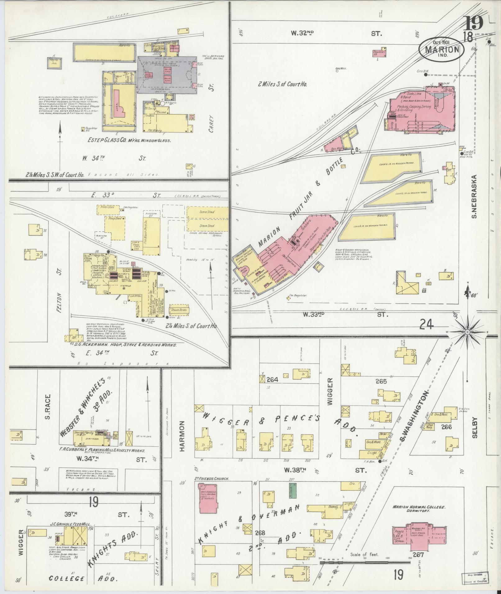 Sanborn Fire Insurance Map from Marion, Grant County, Indiana (1901), Sheet #0019 - Complete Map Set gallery image, historic Sanborn map, vintage wall art, Indiana Indiana