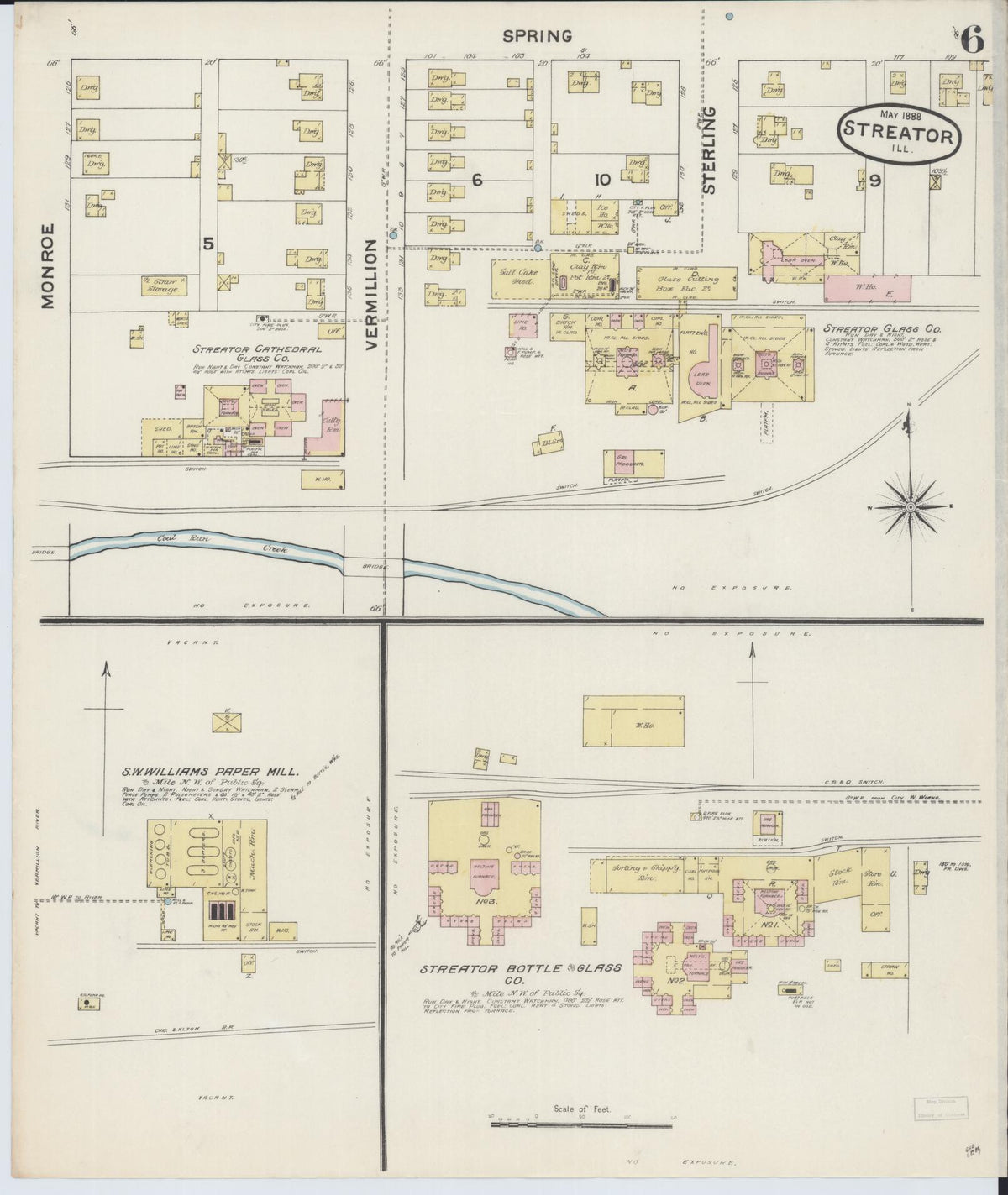 Sanborn Fire Insurance Map from Streator, La Salle County, Illinois (1888), Sheet #0006 - Complete Map Set gallery image, historic Sanborn map, vintage wall art, Illinois Illinois
