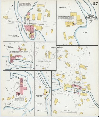 Sanborn Fire Insurance Map from Middletown, Middlesex County, Connecticut (1901), Sheet #0027 - Complete Map Set gallery image, historic Sanborn map, vintage wall art, Connecticut Connecticut