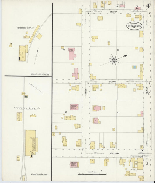 Sanborn Fire Insurance Map from Strasburg, Shenandoah County, Virginia (1908), Sheet #0004 - Historic Sanborn Fire Insurance Map Print, vintage old map wall art, antique decor, genealogy gift, Virginia Virginia map