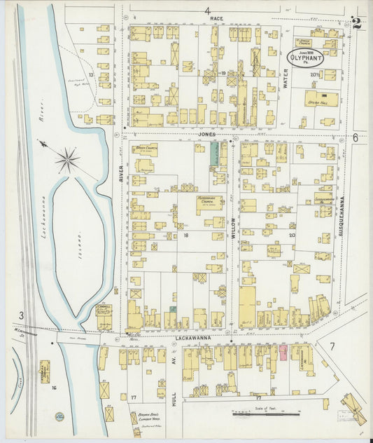 Sanborn Fire Insurance Map from Olyphant, Lackawanna County, Pennsylvania (1898), Sheet #0002 - Historic Sanborn Fire Insurance Map Print, vintage old map wall art, antique decor, genealogy gift, Pennsylvania Pennsylvania map