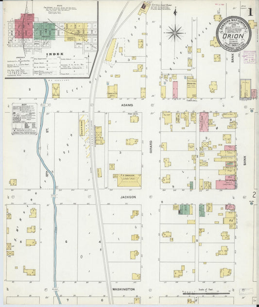 Sanborn Fire Insurance Map from Orion, Henry County, Illinois (1906), Sheet #0001 - Historic Sanborn Fire Insurance Map Print, vintage old map wall art, antique decor, genealogy gift, Illinois Illinois map