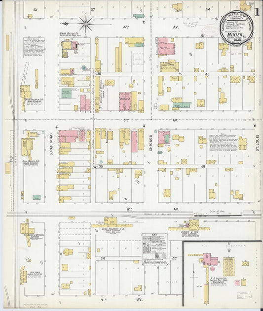 Sanborn Fire Insurance Map from Minier, Tazewell County, Illinois (1899), Sheet #0001 - Historic Sanborn Fire Insurance Map Print, vintage old map wall art, antique decor, genealogy gift, Illinois Illinois map