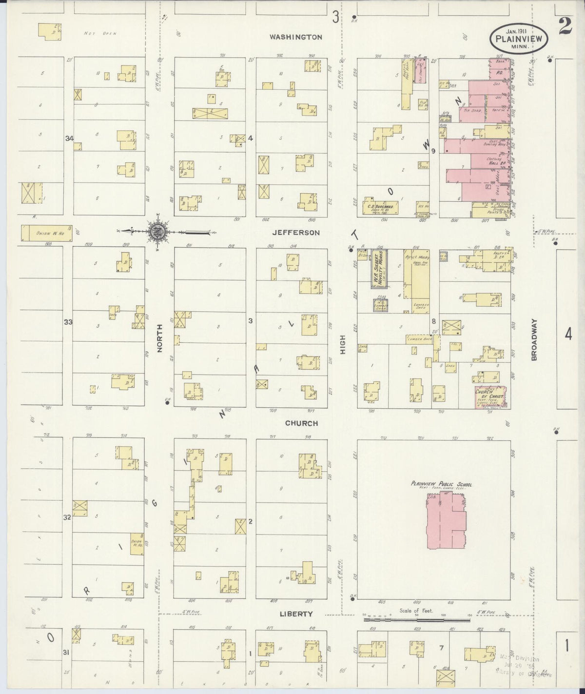 Sanborn Fire Insurance Map from Plainview, Wabasha County, Minnesota (1911), Sheet #0002 - Historic Sanborn Fire Insurance Map Print, vintage old map wall art, antique decor, genealogy gift, Minnesota Minnesota map