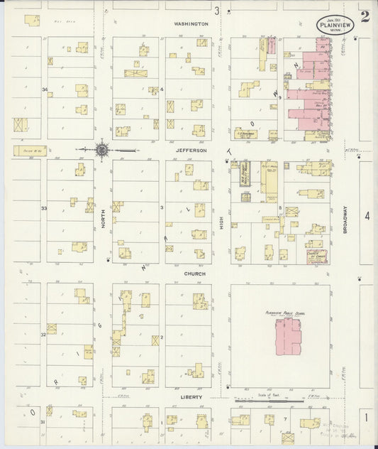 Sanborn Fire Insurance Map from Plainview, Wabasha County, Minnesota (1911), Sheet #0002 - Historic Sanborn Fire Insurance Map Print, vintage old map wall art, antique decor, genealogy gift, Minnesota Minnesota map