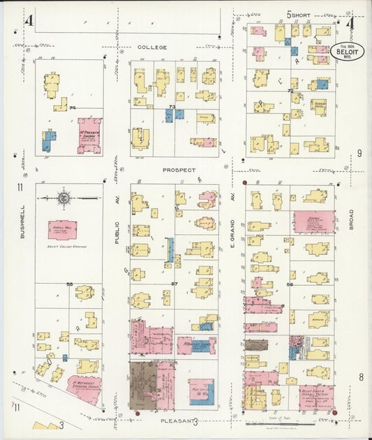 Sanborn Fire Insurance Map from Beloit, Rock County, Wisconsin (1926), Sheet #0004 - Historic Sanborn Fire Insurance Map Print, vintage old map wall art, antique decor, genealogy gift, Wisconsin Wisconsin map