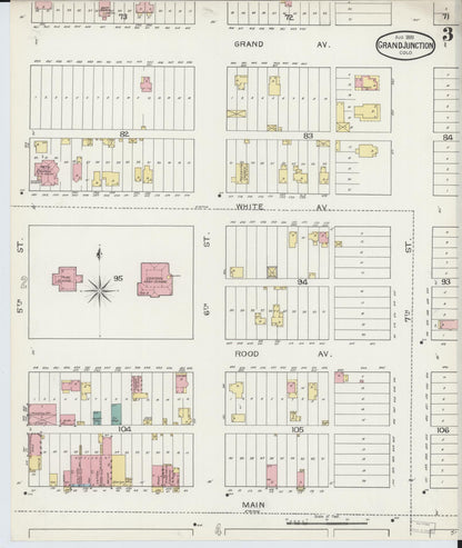 Sanborn Fire Insurance Map from Grand Junction, Mesa County, Colorado (1893), Sheet #0003 - Complete Map Set gallery image, historic Sanborn map, vintage wall art, Colorado Colorado