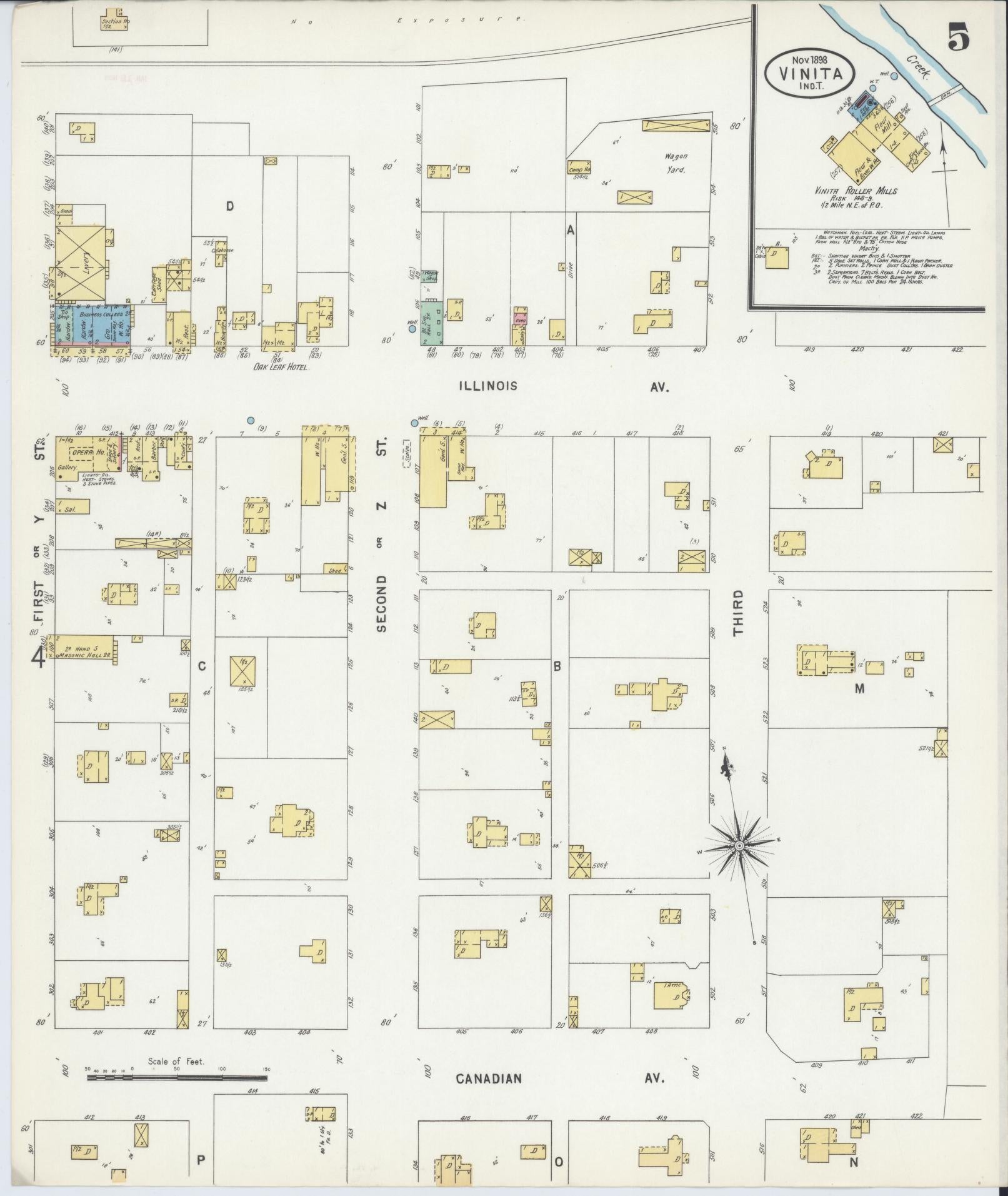 Sanborn Fire Insurance Map from Vinita, Craig County, Oklahoma (1898), Sheet #0005 - Complete Map Set gallery image, historic Sanborn map, vintage wall art, Oklahoma Oklahoma
