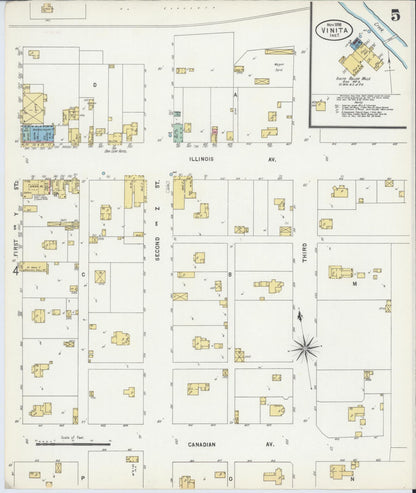 Sanborn Fire Insurance Map from Vinita, Craig County, Oklahoma (1898), Sheet #0005 - Complete Map Set gallery image, historic Sanborn map, vintage wall art, Oklahoma Oklahoma