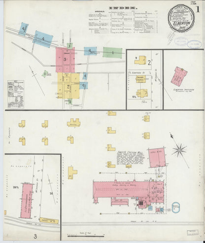 Sanborn Fire Insurance Map from Elberton, Elbert County, Georgia (1898), Sheet #0001 - Complete Map Set gallery image, historic Sanborn map, vintage wall art, Georgia Georgia