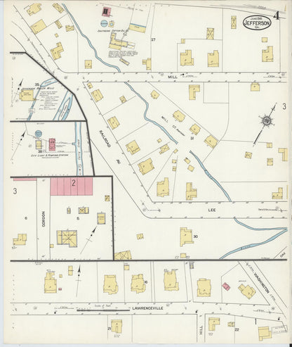 Sanborn Fire Insurance Map from Jefferson, Jackson County, Georgia (1916), Sheet #0004 - Complete Map Set gallery image, historic Sanborn map, vintage wall art, Georgia Georgia