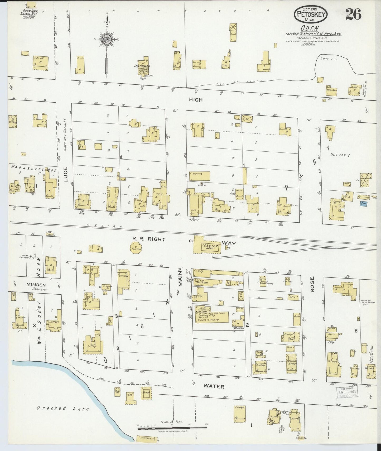 Sanborn Fire Insurance Map from Petoskey, Emmet County, Michigan (1919), Sheet #0026 - Complete Map Set gallery image, historic Sanborn map, vintage wall art, Michigan Michigan