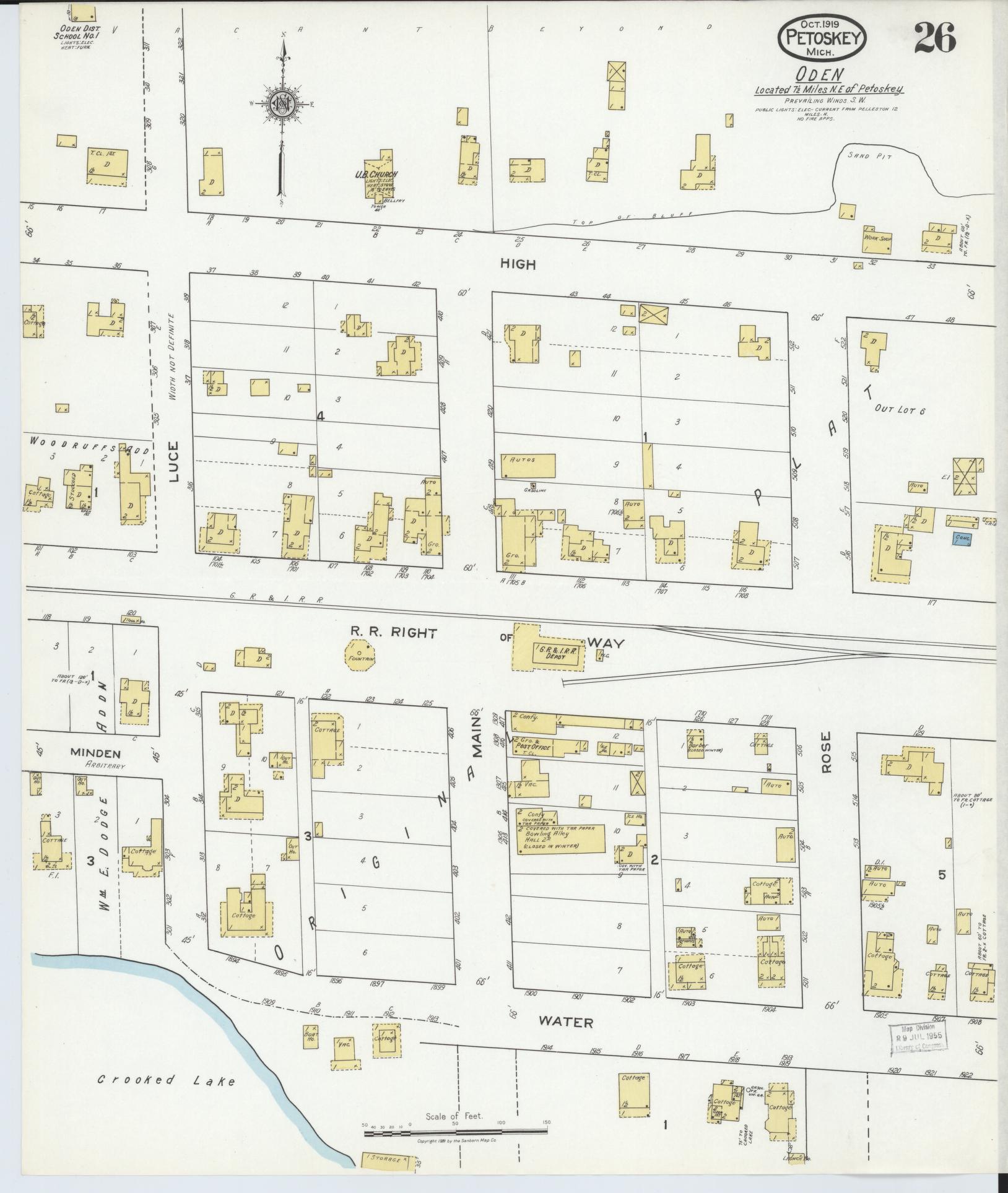 Sanborn Fire Insurance Map from Petoskey, Emmet County, Michigan (1919), Sheet #0026 - Complete Map Set gallery image, historic Sanborn map, vintage wall art, Michigan Michigan
