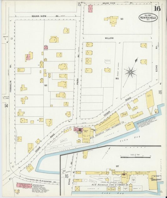 Sanborn Fire Insurance Map from New Rochelle, Westchester County, New York (1903), Sheet #0016 - Historic Sanborn Fire Insurance Map Print, vintage old map wall art, antique decor, genealogy gift, New York New York map
