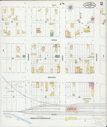 Sanborn Fire Insurance Map from Sauk Rapids, Benton County, Minnesota (1904), Sheet #0002 - Complete Map Set gallery image, historic Sanborn map, vintage wall art, Minnesota Minnesota