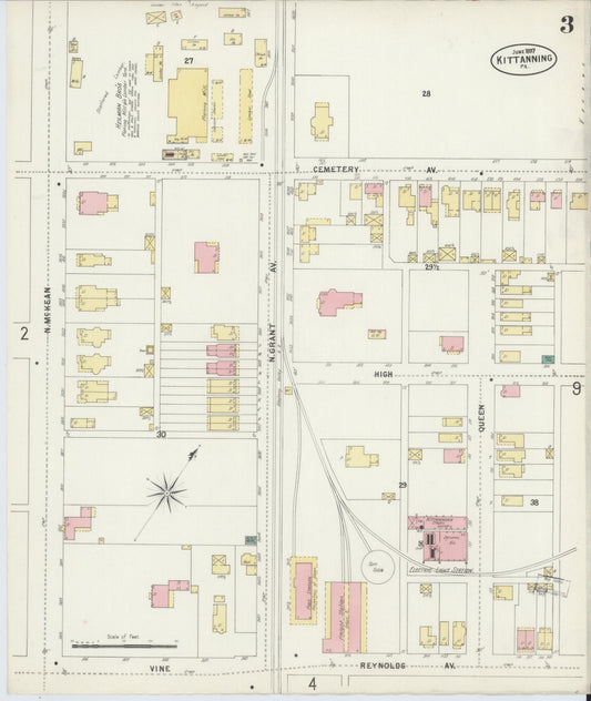 Sanborn Fire Insurance Map from Kittanning, Armstrong County, Pennsylvania (1897), Sheet #0003 - Historic Sanborn Fire Insurance Map Print, vintage old map wall art, antique decor, genealogy gift, Pennsylvania Pennsylvania map