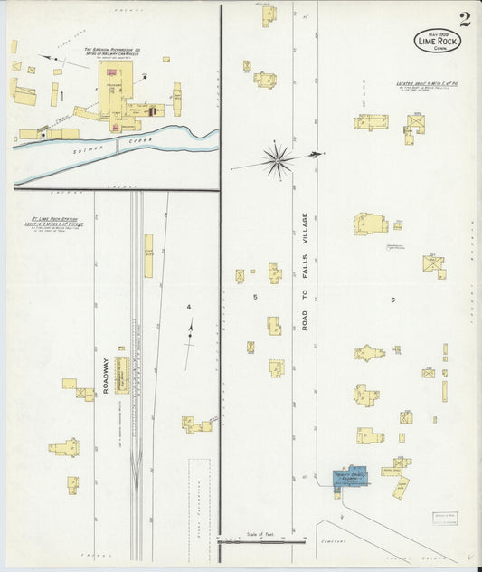 Sanborn Fire Insurance Map from Lime Rock, Litchfield County, Connecticut (1909), Sheet #0002 - Historic Sanborn Fire Insurance Map Print, vintage old map wall art, antique decor, genealogy gift, Connecticut Connecticut map
