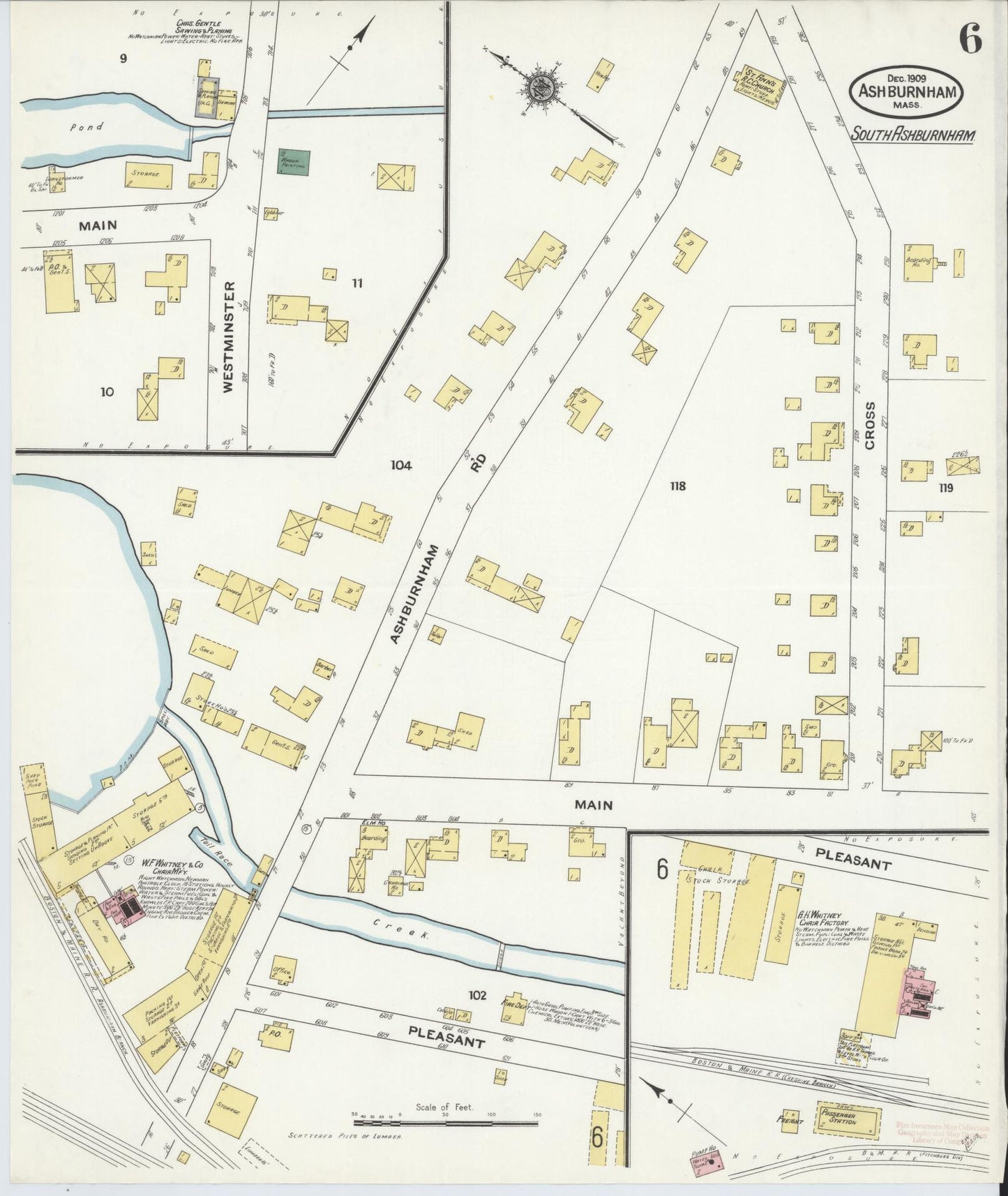 Sanborn Fire Insurance Map from Ashburnham, Worcester County, Massachusetts (1909), Sheet #0006 - Complete Map Set gallery image, historic Sanborn map, vintage wall art, Massachusetts Massachusetts