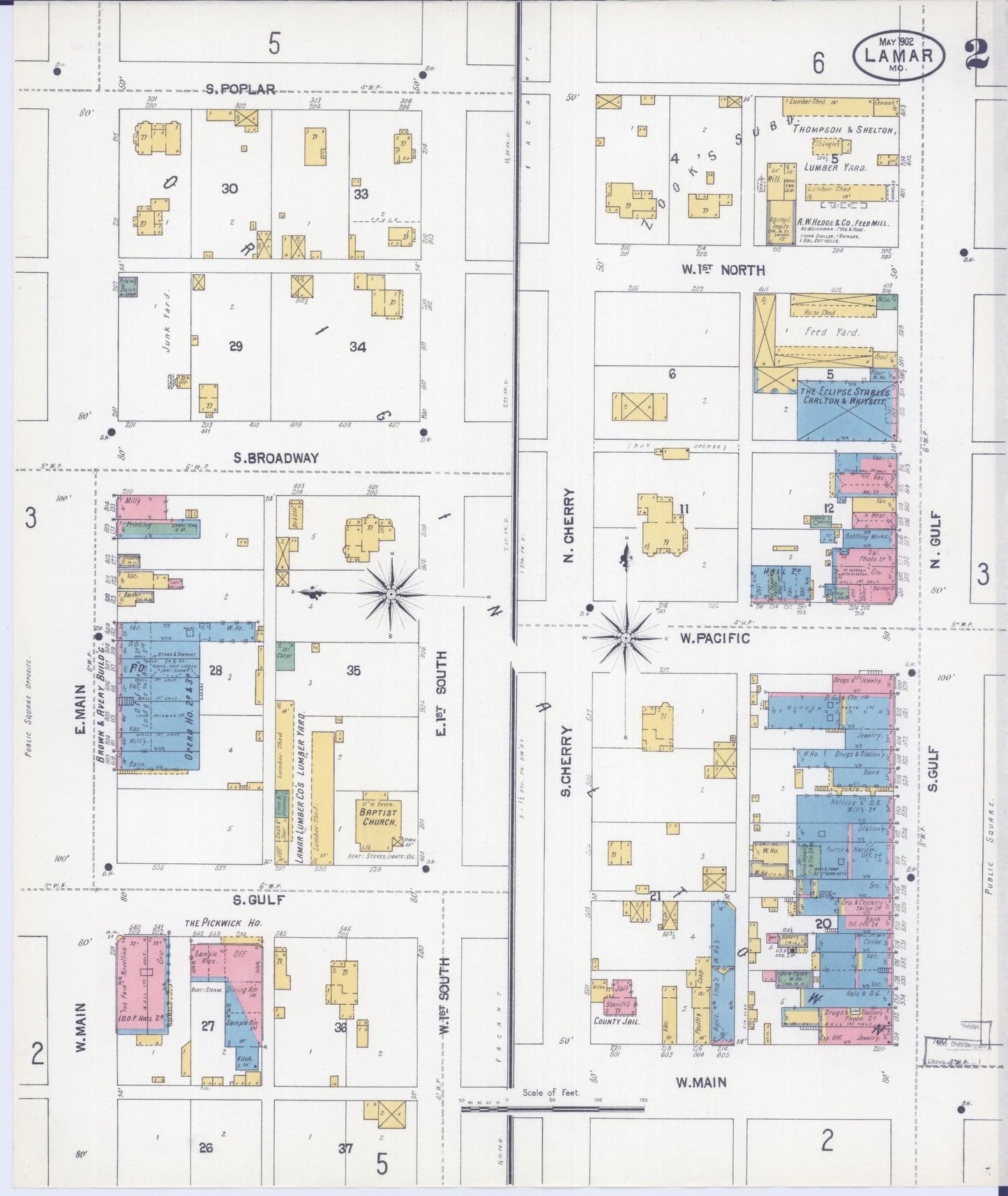 Sanborn Fire Insurance Map from Lamar, Barton County, Missouri (1902), Sheet #0002 - Complete Map Set gallery image, historic Sanborn map, vintage wall art, Missouri Missouri