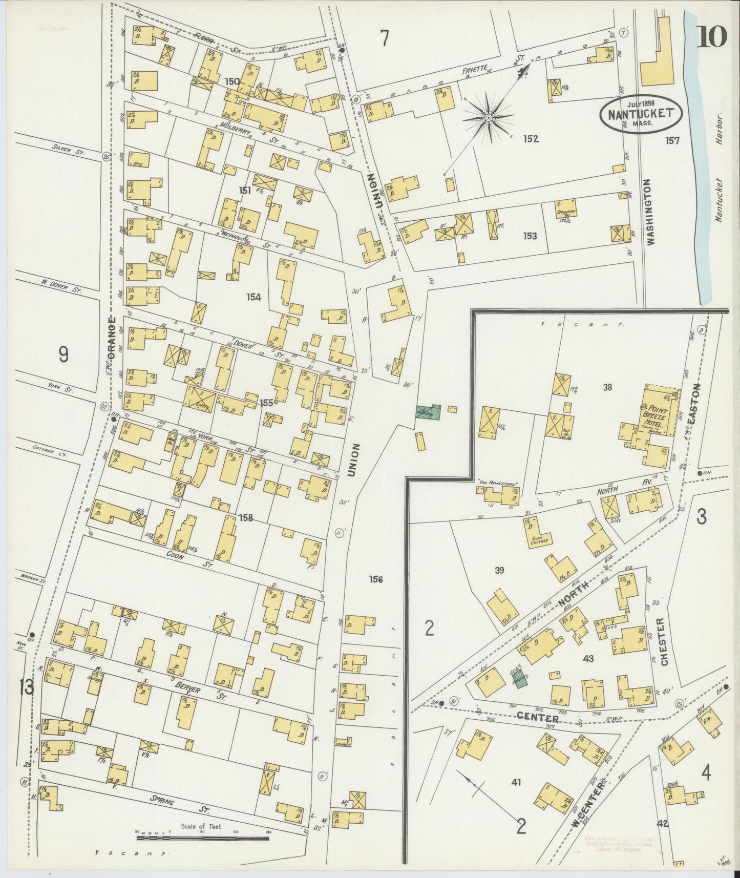 Sanborn Fire Insurance Map from Nantucket, Nantucket County, Massachusetts (1898), Sheet #0010 - Complete Map Set gallery image, historic Sanborn map, vintage wall art, Massachusetts Massachusetts