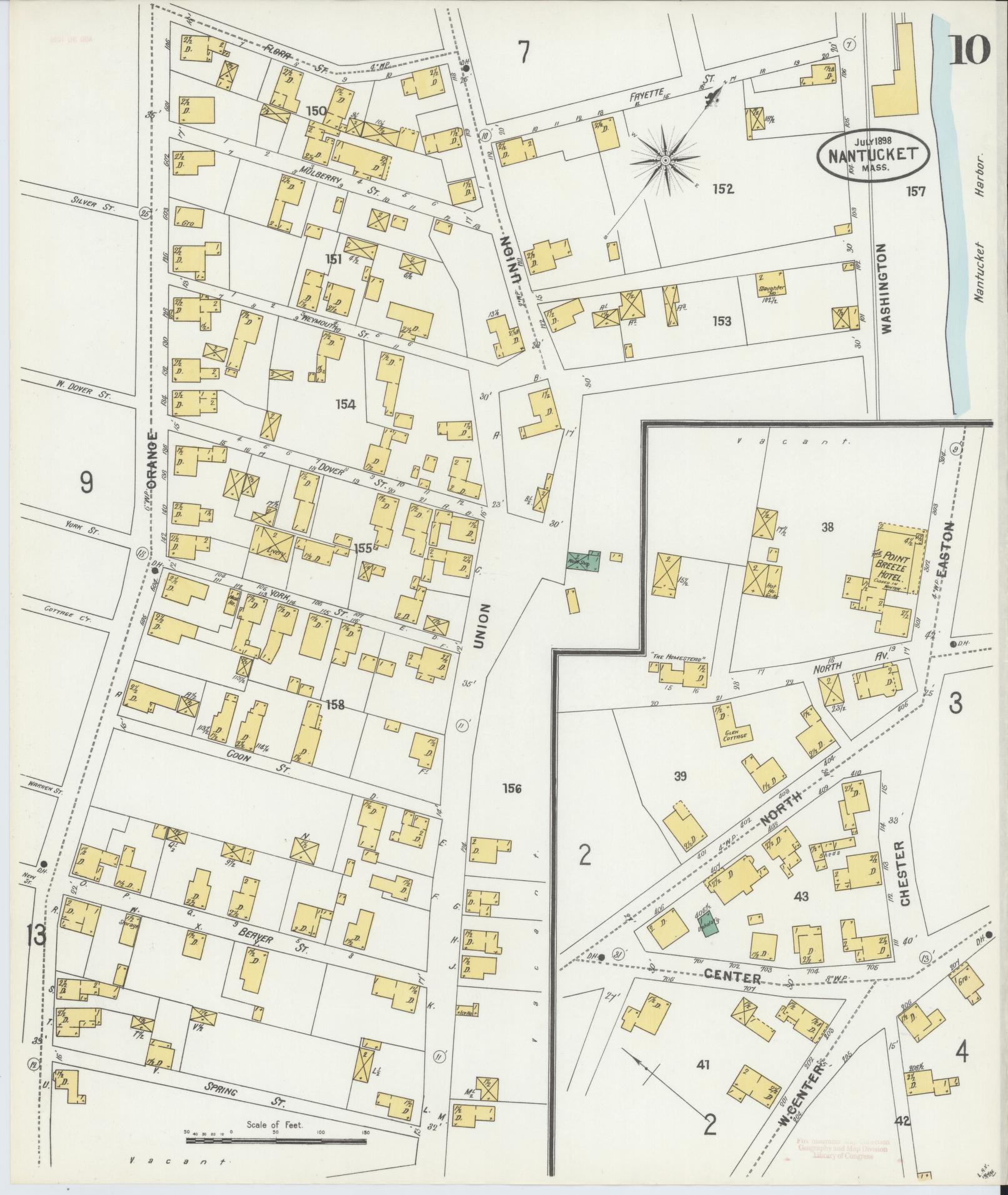 Sanborn Fire Insurance Map from Nantucket, Nantucket County, Massachusetts (1898), Sheet #0010 - Complete Map Set gallery image, historic Sanborn map, vintage wall art, Massachusetts Massachusetts
