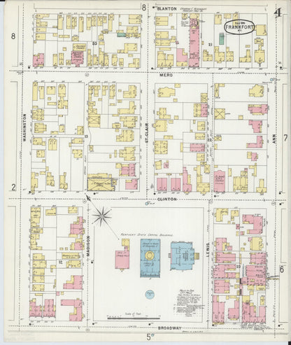 Sanborn Fire Insurance Map from Frankfort, Franklin County, Kentucky (1896), Sheet #0004 - Complete Map Set gallery image, historic Sanborn map, vintage wall art, Kentucky Kentucky