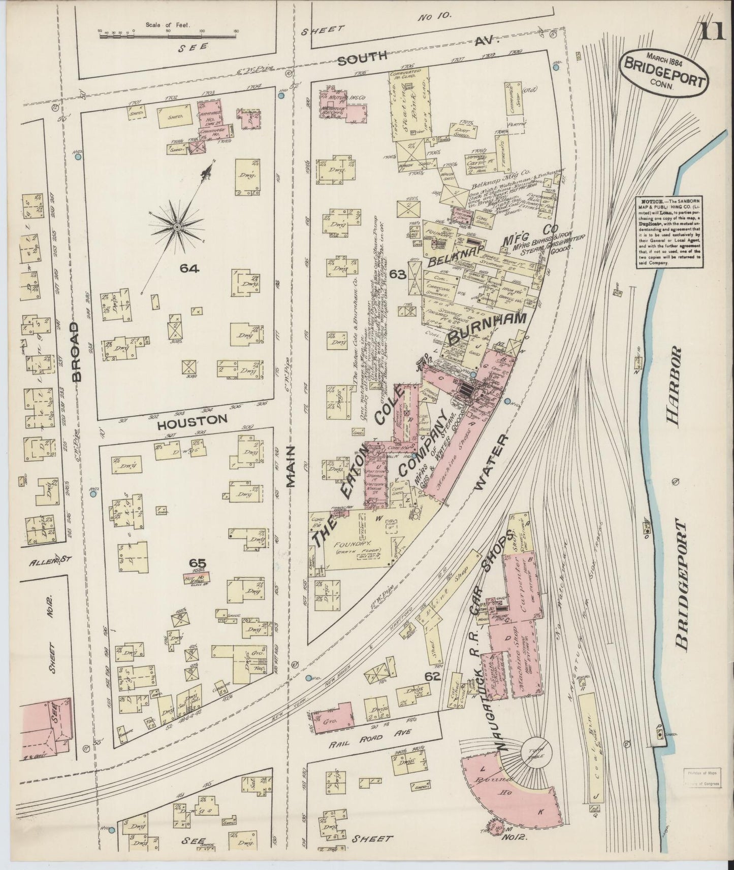 Sanborn Fire Insurance Map from Bridgeport, Fairfield County, Connecticut (1884), Sheet #0011 - Complete Map Set gallery image, historic Sanborn map, vintage wall art, Connecticut Connecticut